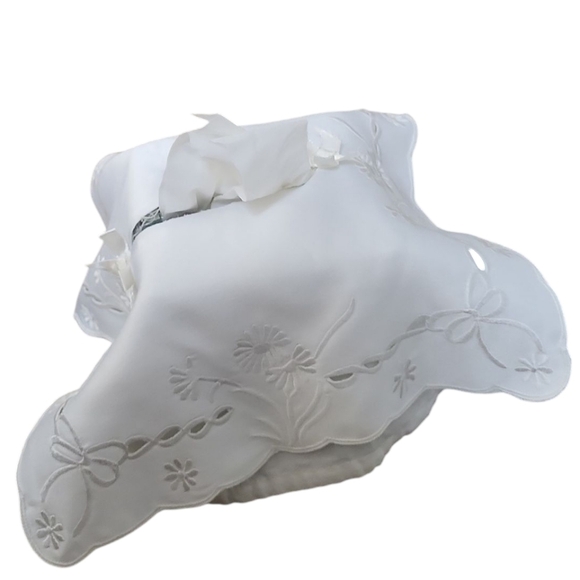 Coquette Floral Tissue Box Cover Cutwork Lace Overlay - Picture 2 of 5